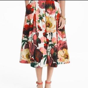 White House Black Market Floral Full Midi Skirt